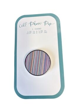 Striped Multi-Color Phone Pop Grip - Teal Accent